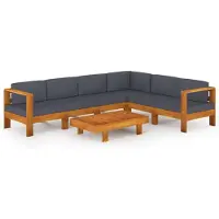 vidaXL 7-delige Loungeset met donkergrijze kussens acaciahout