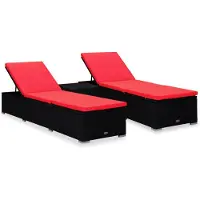 vidaXL 3-delige Ligbeddenset met theetafel poly rattan zwart