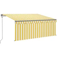 vidaXL Luifel automatisch met gordijn LED windsensor 3x2,5 m geel wit