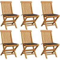 vidaXL Klapstoelen met taupekleurige kussens, 6 stuks, massief teakhout