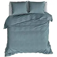 Satin d'or Dekbedovertrek Satijn Streep Smoke Blue Satijn-260 x 200 / 220 cm | Extra Breed