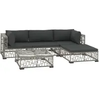 vidaXL Salon de jardin 5 pcs avec coussins résine tressée gris46808