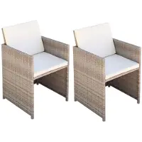 vidaXL Tuinstoelen 2 st met kussens poly rattan beige