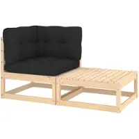 vidaXL 2-delige Loungeset met kussens massief grenenhout