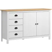 vidaXL Dressoir Hill 130x40x80 cm massief grenenhout wit