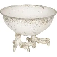 Clayre & Eef Serveerschaal Ø 17x11 cm Wit Ijzer Rond Presenteerschaal Wit Presenteerschaal