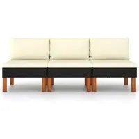 vidaXL Middenbanken 3 st poly rattan en massief eucalyptushout