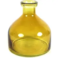 Countryfield Bloemenvaas Low Bottle - transparant mosterdgeel - glas - D18 x H20 cm - Buikfles - Vazen