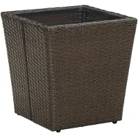 vidaXL Salontafel 41,5x41,5x44 cm poly rattan en gehard glas bruin