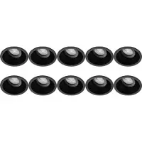 BES LED Spot Armatuur 10 Pack - Pragmi Zano Pro - GU10 Inbouwspot - Rond - Zwart - Aluminium - Kantelbaar - Ø93mm