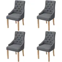 vidaXL Eetkamerstoelen 4 stuks donkergrijs stof online kopen