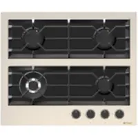 Wiggo Wh-g634gr(c) - Inbouw Gaskookplaat Met Wok - 60cm - Creme Glas
