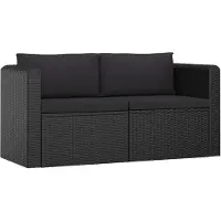 vidaXL 2-delige Loungeset met kussens poly rattan zwart
