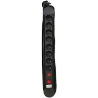 Chacon stopcontactenpaneel, zwart, met schakelaar - 8 x 16 A - 1,5 meter