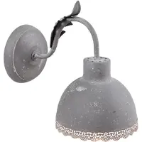 Clayre & Eef Wandlamp 15x26x24 cm Grijs Ijzer Kunststof Rond Muurlamp Grijs Muurlamp