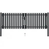 vidaXL Dubbele poort met deur staal 300x125 cm antraciet