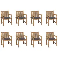 vidaXL Tuinstoelen 8 st met antracietkleurige kussens massief teakhout