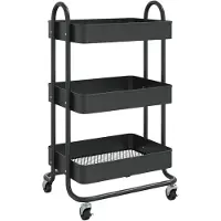 vidaXL Trolley 3-laags 43x34x79 cm staal zwart
