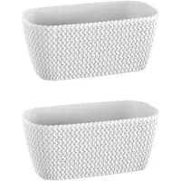 Prosperplast 2x Kunststof splofy plantenbak/bloembak wit 30 cm - Plantenbakken