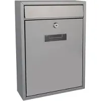 Perel Brievenbus met naamplaatje, Ibiza wandbrievenbus, wandmontage, met slot, deksel, afsluitbaar, incl. 2 sleutels, gegalvaniseerd staal, 36 x 26 x 8 cm, zilvergrijs