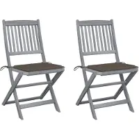 vidaXL Set van 2 klapstoelen met kussens, gemaakt van massief acaciahout.