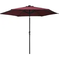 vidaXL Parasol met LED-verlichting en stalen paal 300 cm bordeauxrood