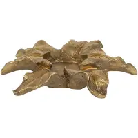 Clayre & Eef Theelichthouder Bloem Ø 22x6 cm Goudkleurig Kunststof Waxinelichthouder Goudkleurig Waxinelichthouder