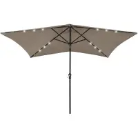 vidaXL Parasol met LED's en stalen paal 2x3 m taupe