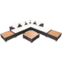 vidaXL Loungeset poly rattan HKC blad zwart 18-delig online kopen