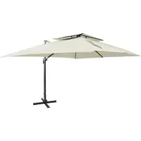 vidaXL Zwevende parasol met dubbele bovenkant zand 400x300 cm