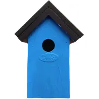 Lifetime Garden Houten vogelhuisje/nestkastje 22 cm - zwart/lichtblauw Dhz schilderen pakket - Vogelhuisjes