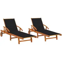vidaXL Ligstoelen 2 st met kussens massief acaciahout