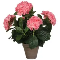 Mica Decorations Kunstplant Hortensia - roze - 45 cm - in pot - Kunstplanten/nepplanten