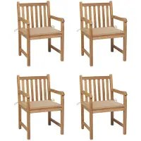 vidaXL Tuinstoelen 4 st met beige kussens massief teakhout
