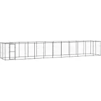 vidaXL Hondenkennel met dak 26,62 m² staal