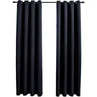 vidaXL Gordijn verduisterend met metalen ringen 2 st 140x175 cm zwart