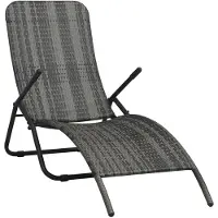 vidaXL Ligbed inklapbaar poly rattan grijs