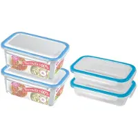 Hega hogar 4x Voorraad/vershoudbakjes 0,5 en 2 liter transparant/blauw - Vershoudbakjes