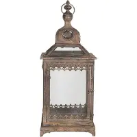 Clayre & Eef Lantaarn 23*23*57 Cm Koperkleurig Ijzer Rechthoek Kaarsenhouder Sfeerverlichting Koperkleurig