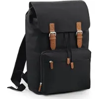 Bagbase Vintage rugzak/rugtas - Schooltas/boekentas - zwart - 18 liter - Rugzak