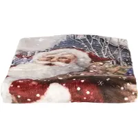 Clayre & Eef Plaid 130x170 cm Rood Wit Polyester Rechthoek Kerstman Deken Rood Deken