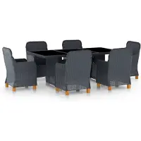 vidaXL 7-delige Tuinset met kussens poly rattan donkergrijs