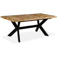 vidaXL Eettafel 180 cm massief mangohout en stalen kruis