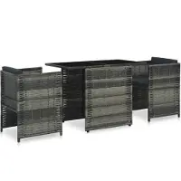 vidaXL 3-delige Bistroset met kussens poly rattan grijs