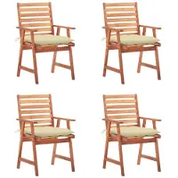vidaXL Tuinstoelen 4 st met kussens massief acaciahout