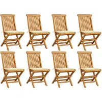 vidaXL Tuinstoelen 8 st met crèmekleurige kussens massief teakhout