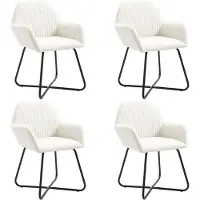 vidaXL Eetkamerstoelen 4 st stof crèmekleurig