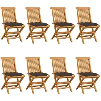 vidaXL Tuinstoelen 8 st met taupe kussens massief teakhout
