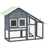 vidaXL Konijnenhok 140x63x120 cm massief vurenhout grijs en wit