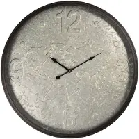 Clayre & Eef Wandklok Ø 60 cm Grijs Metaal Rond Muurklok Grijs Muurklok